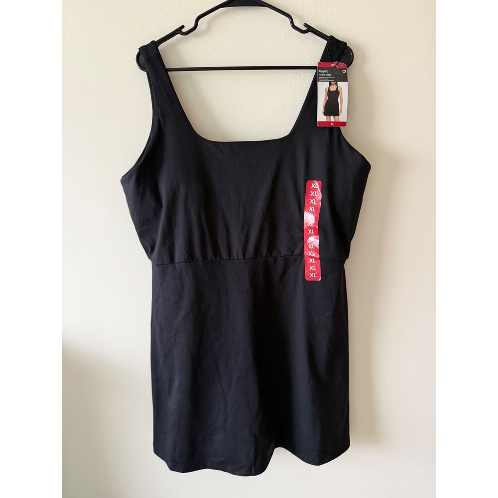 GapFit Active Dress Black XL Shelf Bra Inner Shorts Side Pocket NWT GF012729